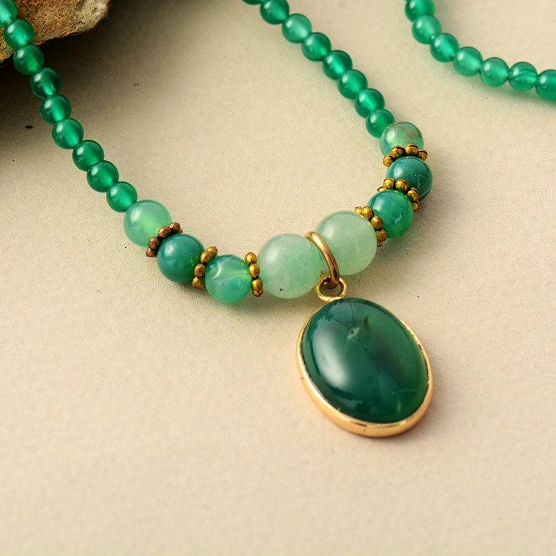 VINTAGE GROENE ONYX DUBBEL-GEBRUIK KALMERENDE KETTING