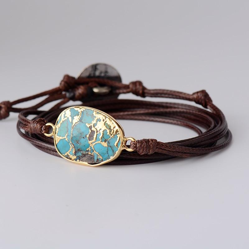 GOUD GEADERDE TURKOOIS ARMBAND