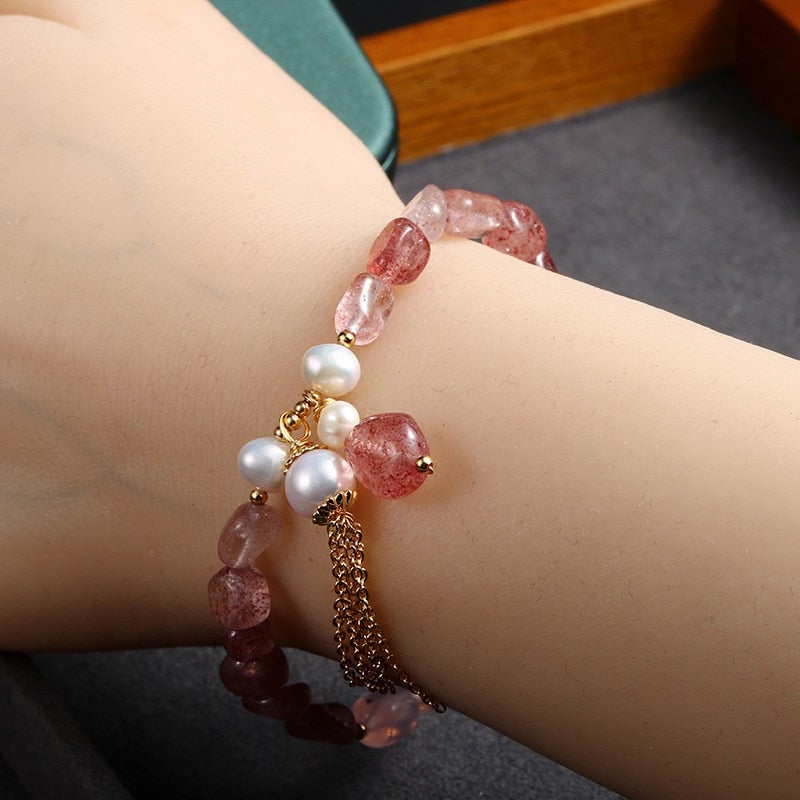 AARDBEI ROZE PAREL ARMBAND