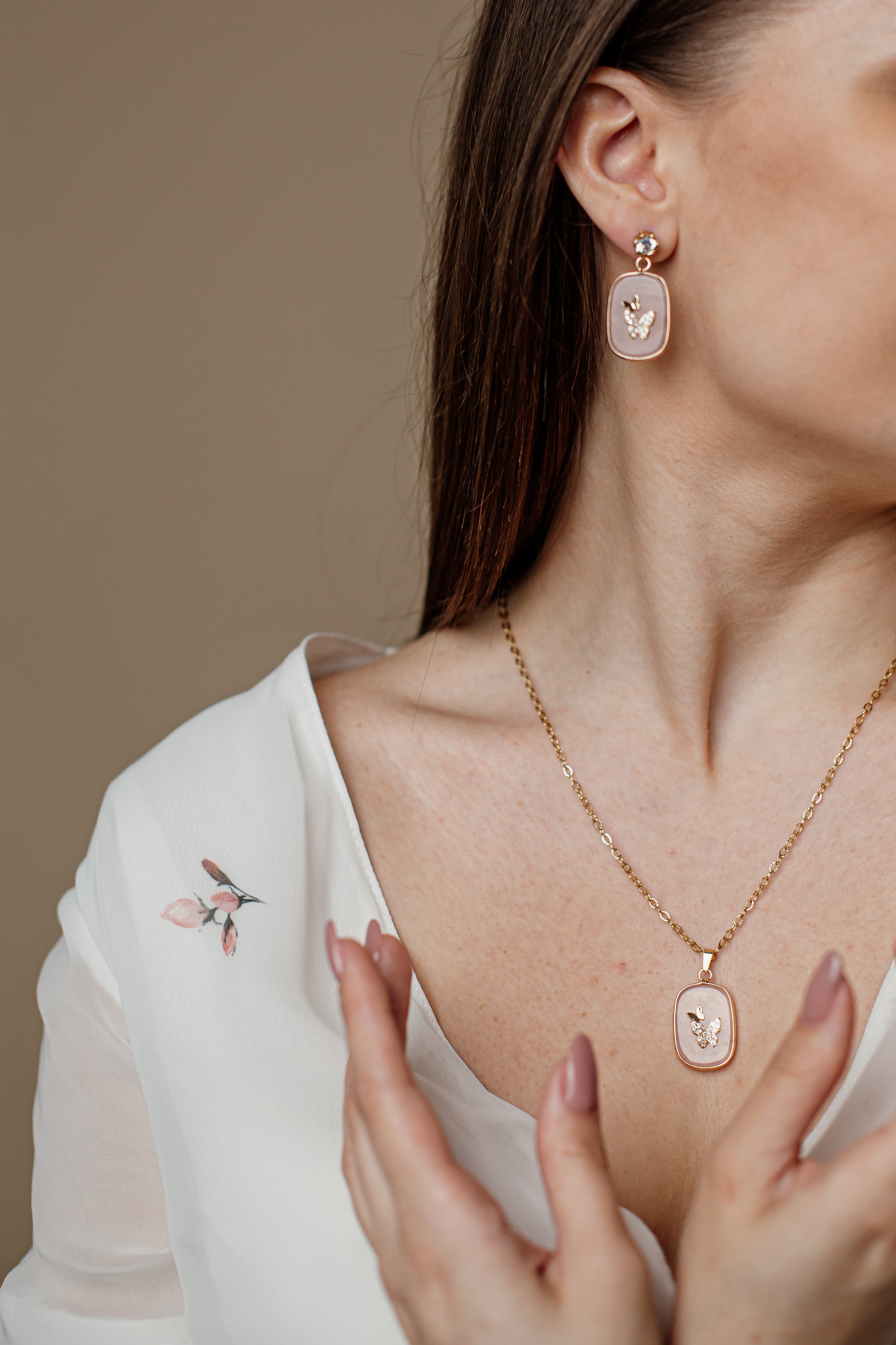 LOTUS ZUIVERHEID REGALIET JASPIS OORBELLEN & KETTING SET