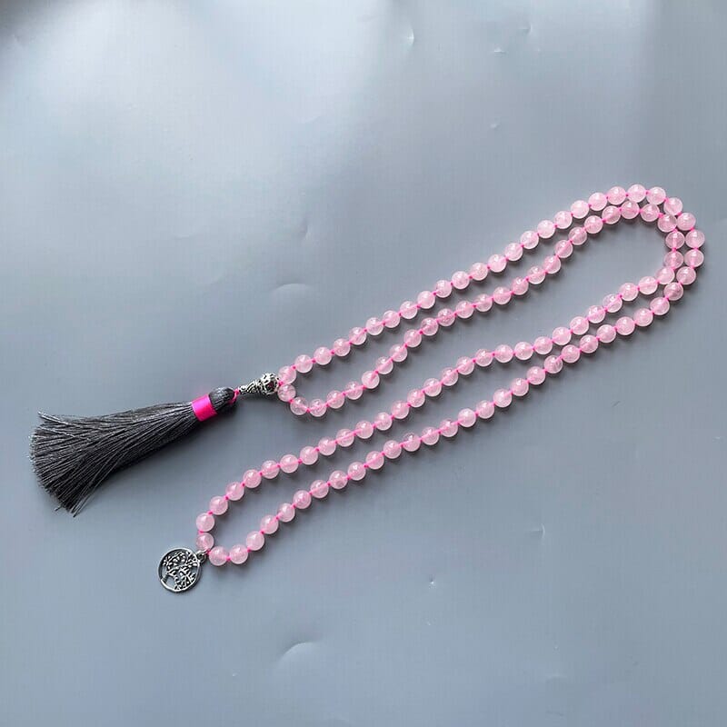 LEVENSBOOM ROZENKWARTS MALA KETTING