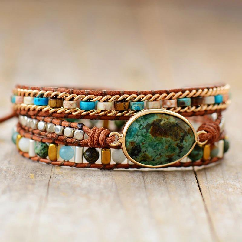 SCHITTERENDE ENERGIE TURQUOISE OMWIKKELDE ARMBAND