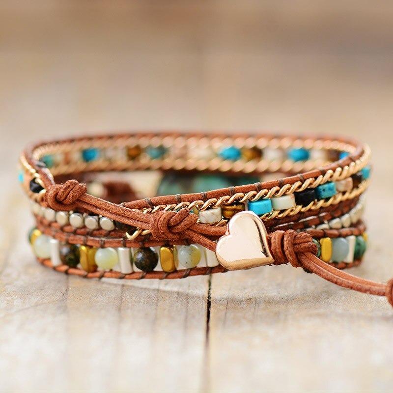 SCHITTERENDE ENERGIE TURQUOISE OMWIKKELDE ARMBAND