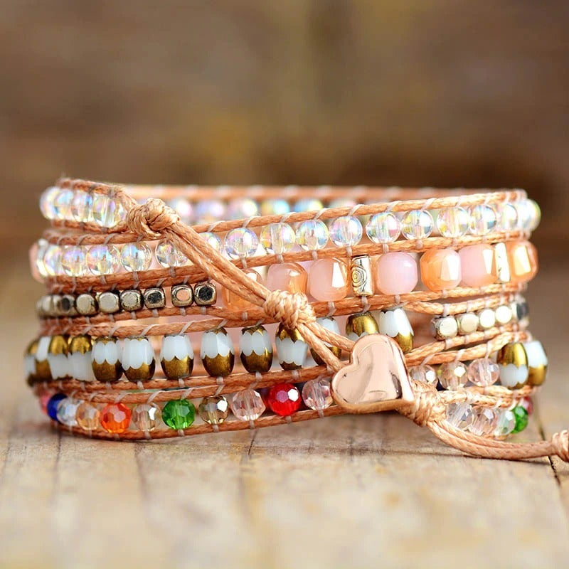 LOVING GLIMMER MEERLAAGSE ROZENKWARTS ARMBAND