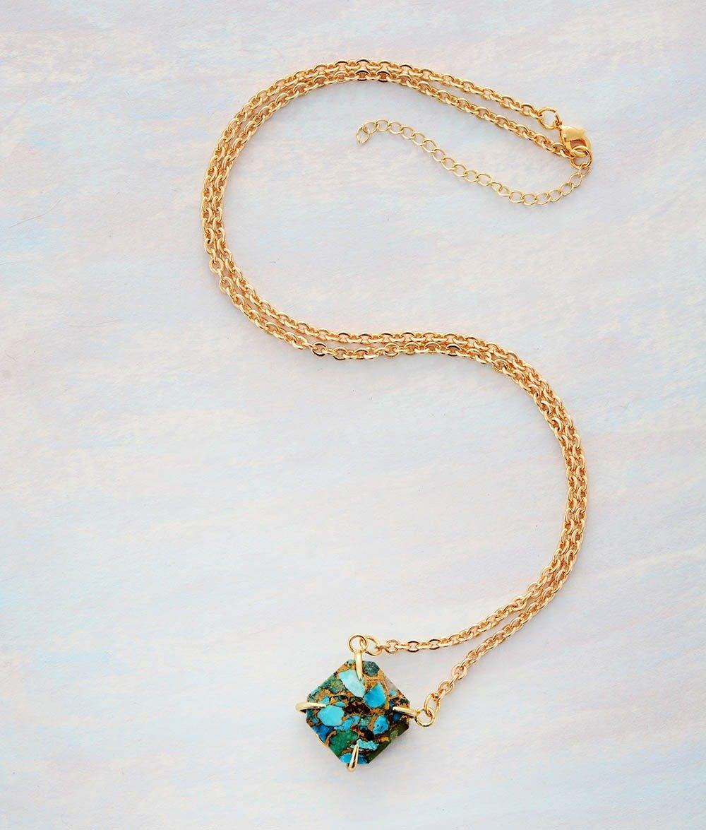 VERSTERKENDE TURQUOISE BIJOU HANGER KETTING